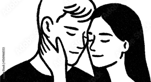 Intimate moment portrait of a couple embracing with gentle expressions