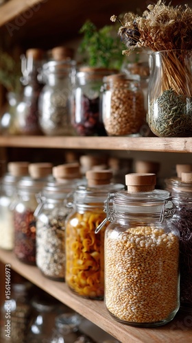 Minimal pantry arrangement with pulses and jars