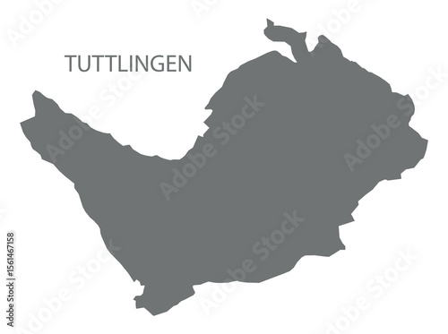 Tuttlingen city map with boroughs grey illustration silhouette shape