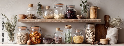 Pantry storage in soft warm light