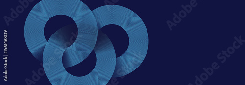 Abstract glowing circle lines on dark blue background. Geometric stripe line art design. Modern shiny blue lines. Futuristic technology concept. Suit for poster, cover, banner, brochure, website