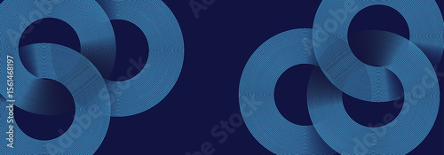 Abstract glowing circle lines on dark blue background. Geometric stripe line art design. Modern shiny blue lines. Futuristic technology concept. Suit for poster, cover, banner, brochure, website