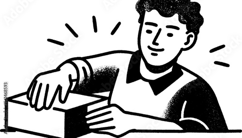 Fast food employee handing tray sketch for restaurant design