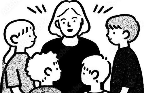 Grandparent sharing stories with attentive children