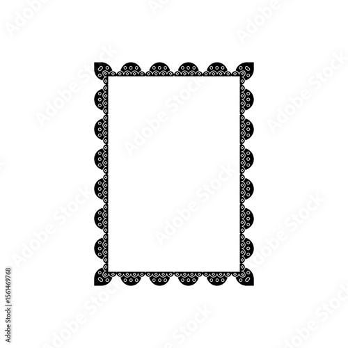 Illustration of decorative frame border vector for invitation card design and photo frame with scalloped edges and dot details vector
