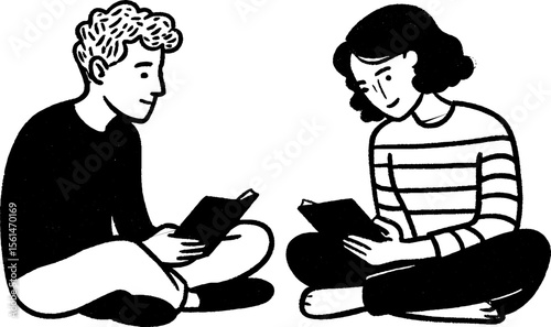 Quiet conversation between mentor and mentee: sketch art for educational themes