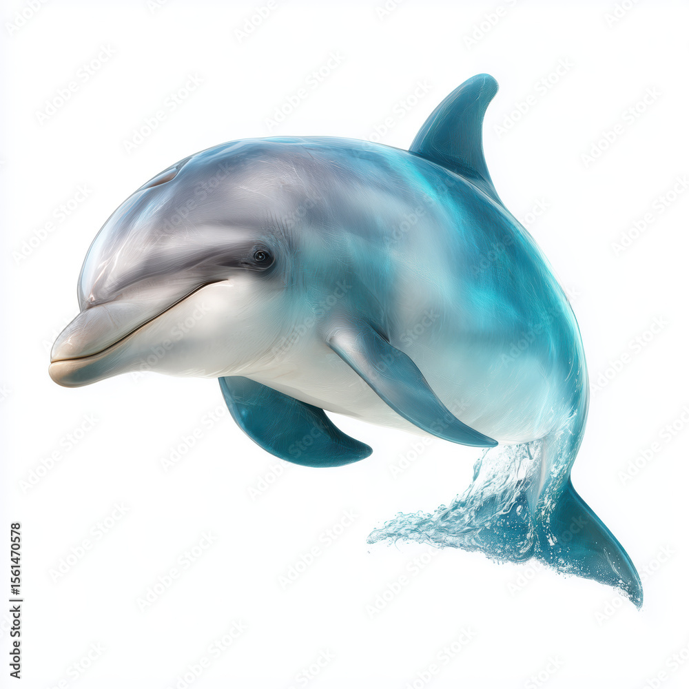 Fototapeta premium Majestic Dolphin Leaping in the Ocean , PNG isolated cut out image