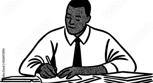 Business professional completing financial paperwork
