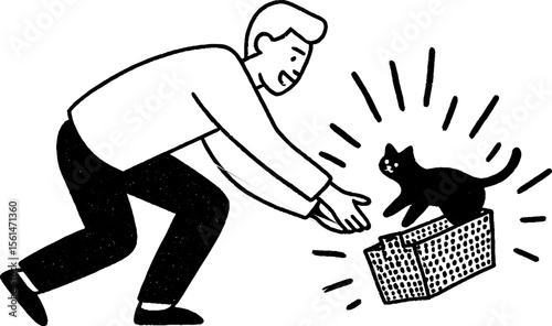 Heartwarming scene of person rescuing stray kitten