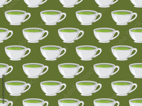 matcha set powder green tea japanese leaf ingredient powder element herb traditional cartoon icon