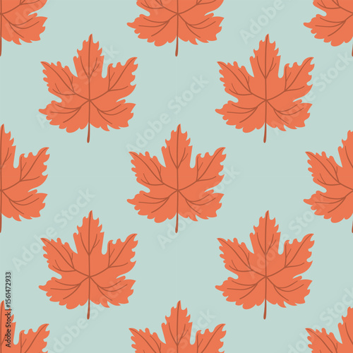 Seamless pattern Autumn leaf border. Gift wrap and scrapbook. Vector illustration for wallpaper, gift paper, fill patterns, web page backgrounds, autumn greeting cards.