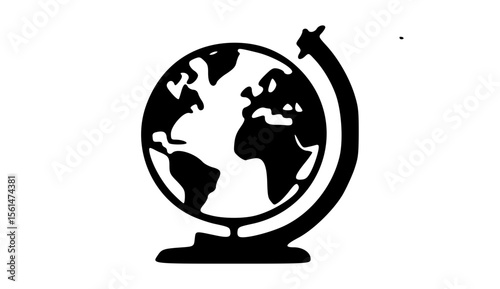 vector icon black globe minimalist 