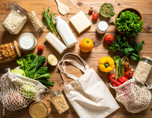  Zero-Waste and Sustainable Lifestyle: An Eco-Friendly Kitchen Flat Lay with Reusable Products.