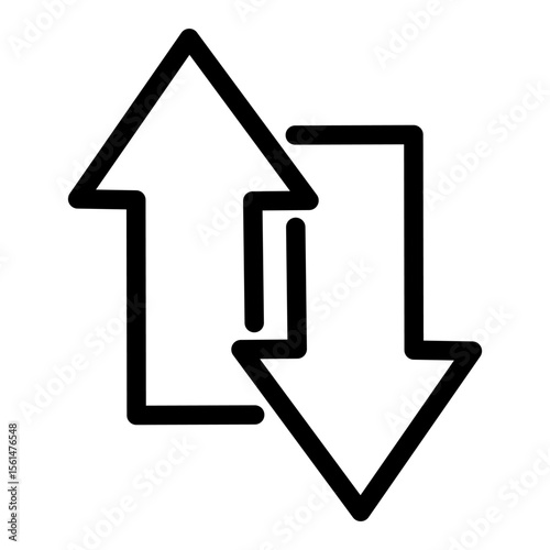 Up down arrows vector icon. 2 side arrow icon. Upload and download arrow icon. Transfer arrows icon