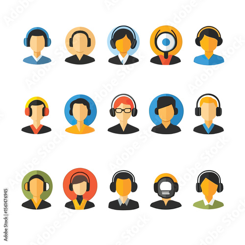 2D Flat icon Customer Support & Help Desk Icons isolated in White Background
