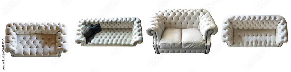 Obraz premium Luxurious leather couch in a stylish, onochrome living room, the perfect centerpiece. isolated on transparent background png