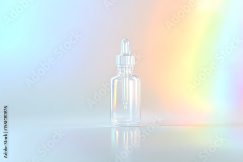 Clear dropper bottle, pastel backdrop