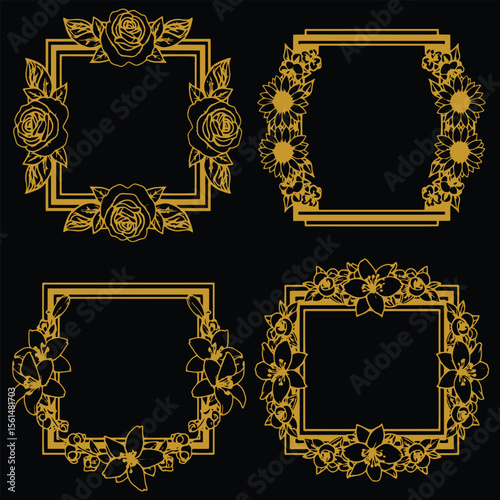 Essential Floral Frames Premium Decorative Photo Album Elements Set