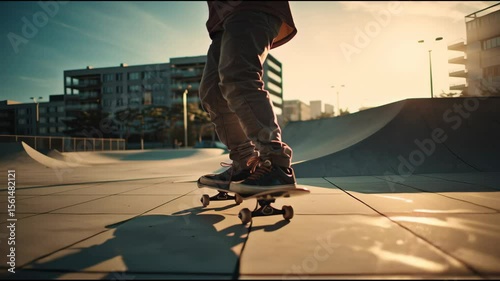 A skateboarder is in mid-air, performing a trick on a ramp