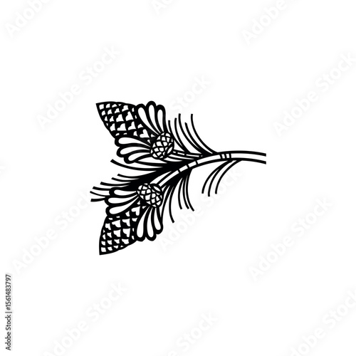 Illustration of pinecone and pine needle branch vector illustration for christmas and winter holiday designs use 100 vector