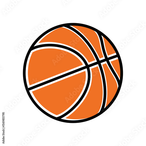 An orange basketball with black lines, isolated on white background, representing a popular sport