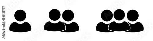 people group icons. small, medium and large group symbol set. transparent   vector illustration.