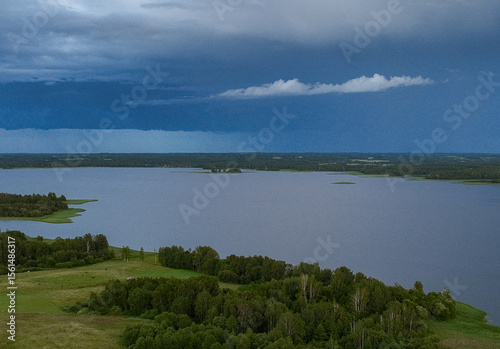 Next to Siver lake.Landscape, Latvia, in the countryside of Latgale.