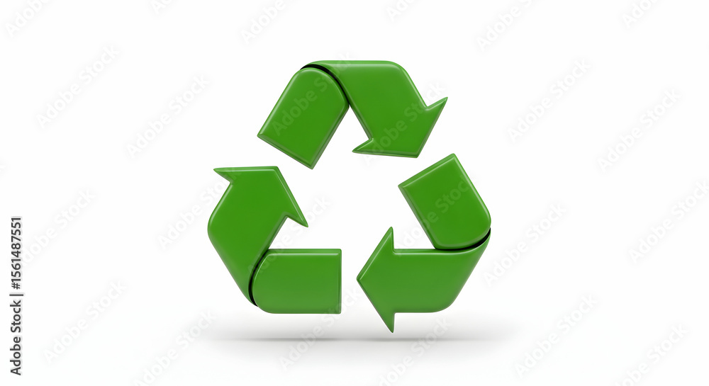 Obraz premium 3D green recycling symbol icon representing sustainability and eco-friendliness