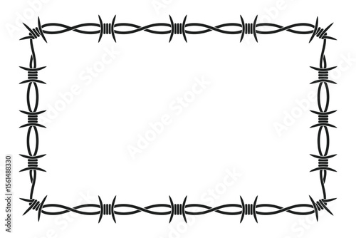 Barbed wire rectangular frame with sharp points and twisted wire design