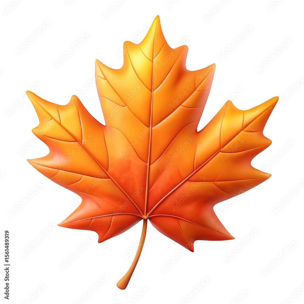 Obraz premium Single orange maple leaf isolated on transparent background
