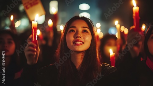 Emotional Portrait of a Young Woman Holding Candlelight in Dark Scene