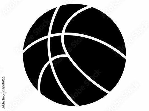 Basketball ball icon silhouette. Basketball ball isolated icon. Black basketball symbol. Vector illustration.