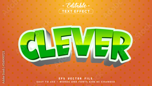 Editable text effect, clever green font.