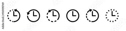 Modern Minimal Vector Clock and Time Icon Set – Timer, Countdown, Arrow Symbols for History, Duration, and Time Tracking UI Design