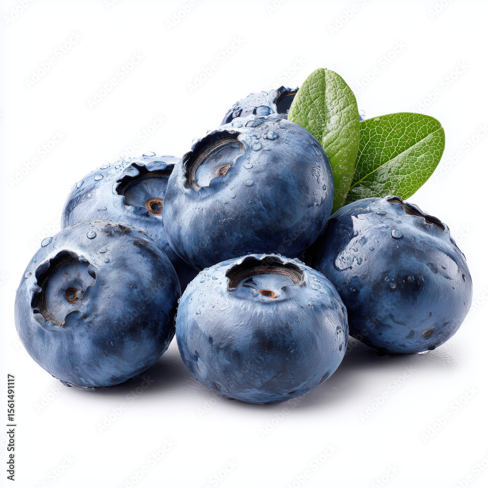 Obraz premium Fresh Blueberries with Dew Drops , PNG isolated cut out image