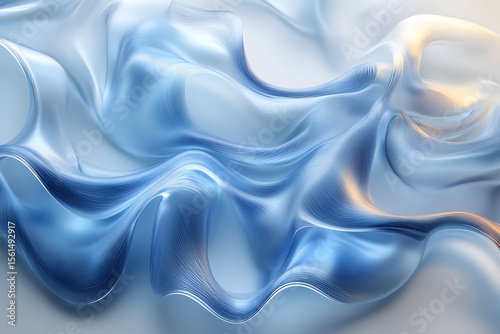 Smooth waves of blue and white intertwine in a mesmerizing abstract dance of light.