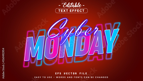 Cyber monday gradient glitch editable text effect.