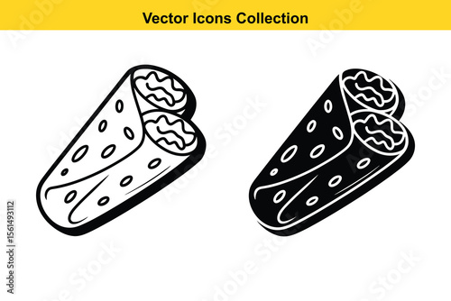 Two stylized vector icons of burritos or wraps on a white background