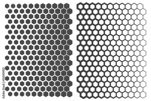 Honeycomb hexagon pattern. Vector seamless background with net grid. Black geometric abstract mosaic bee cells. Simple hex polygonal graphic.