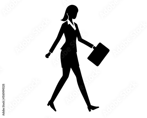 Business women walking with office vector, Silhouettes of business man walking silhouette. vector illustration
