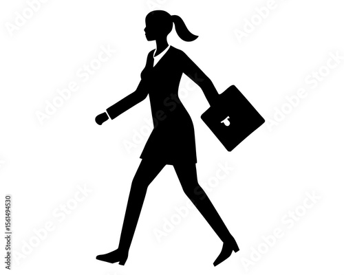 Business women walking with office vector, Silhouettes of business man walking silhouette. vector illustration
