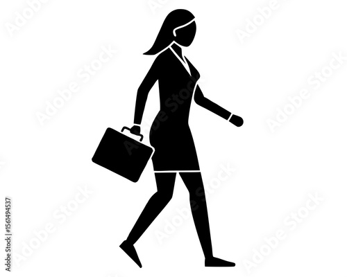 Business women walking with office vector, Silhouettes of business man walking silhouette. vector illustration