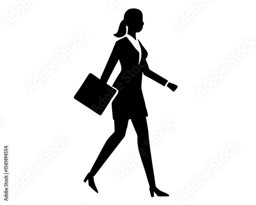 Business women walking with office vector, Silhouettes of business man walking silhouette. vector illustration