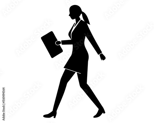 Business women walking with office vector, Silhouettes of business man walking silhouette. vector illustration