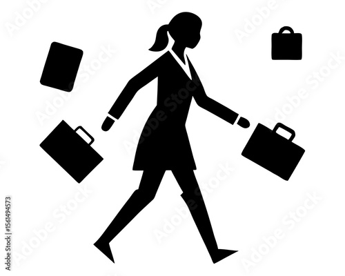 Business women walking with office vector, Silhouettes of business man walking silhouette. vector illustration