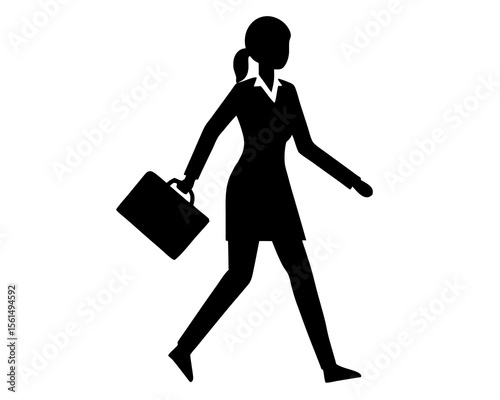 Business women walking with office vector, Silhouettes of business man walking silhouette. vector illustration