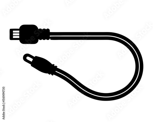 Cable icon silhouette, usb cable icon, usb cable silhouette vector illustration