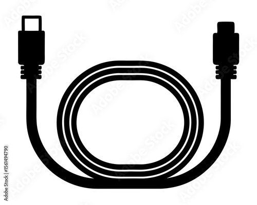 Cable icon silhouette, usb cable icon, usb cable silhouette vector illustration