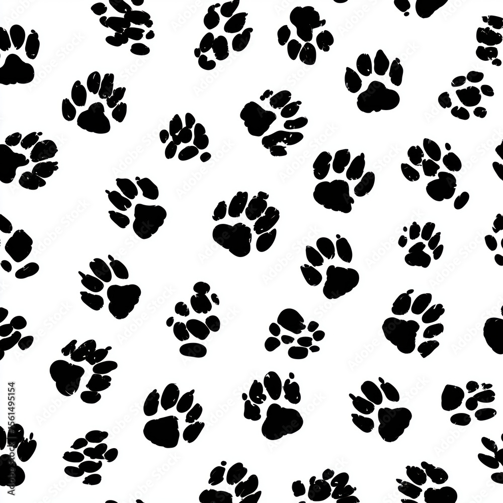 Fototapeta premium Animal Paw Prints Seamless Pattern , PNG isolated cut out image