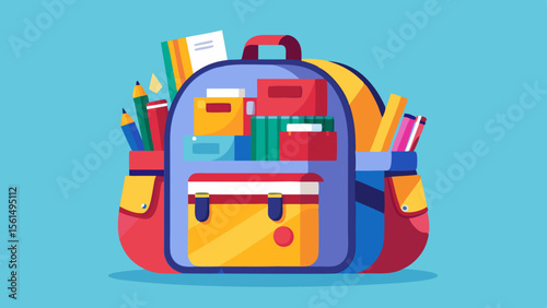 Students study together back to school teamwork Open school backpack filled with colorful